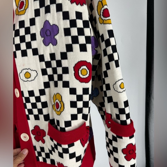 Kina and Tam bright sweater cardigan medium pop art - Picture 6 of 6